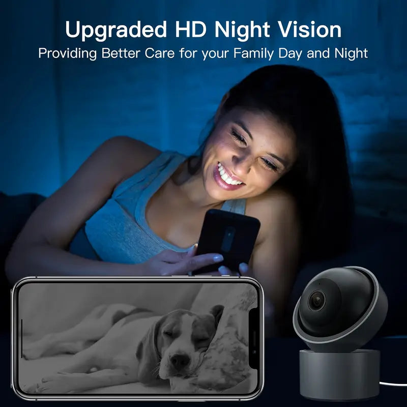 3MP Indoor Pan/Tilt Security Camera with Auto-Focus, AI Human/Pet Detection, Two-Way Audio, and 256GB TF Card Storage