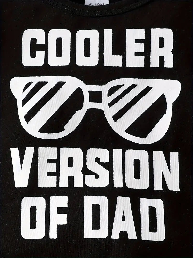 Toddler Baby Boy's "Cooler Version of Dad" Long Sleeve Top & Ripped Jeans Set