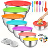 26-Piece Stainless Steel Mixing Bowls Set with Lids & Graters