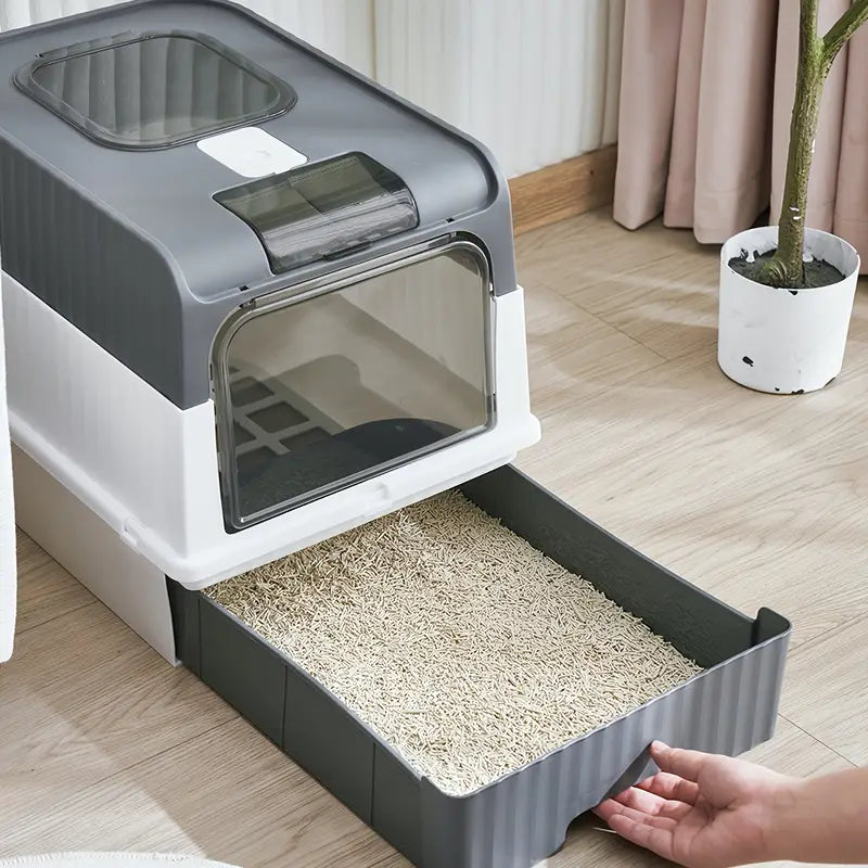 Extra large odor-proof and leak-resistant cat litter box