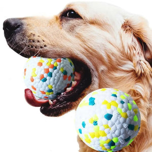 Durable interactive ball for aggressive chewers in rubber