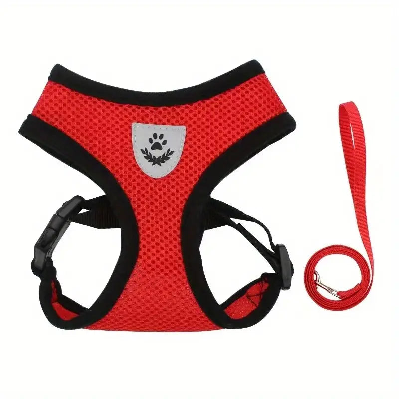 Breathable Mesh Dog Harness with Reflective Leash Set