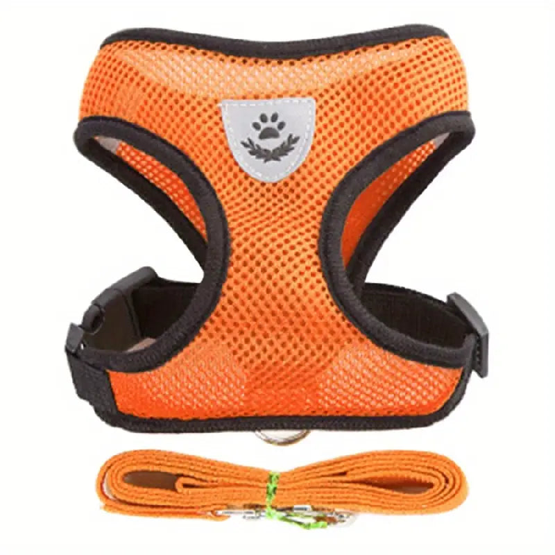 Breathable Mesh Dog Harness with Reflective Leash Set