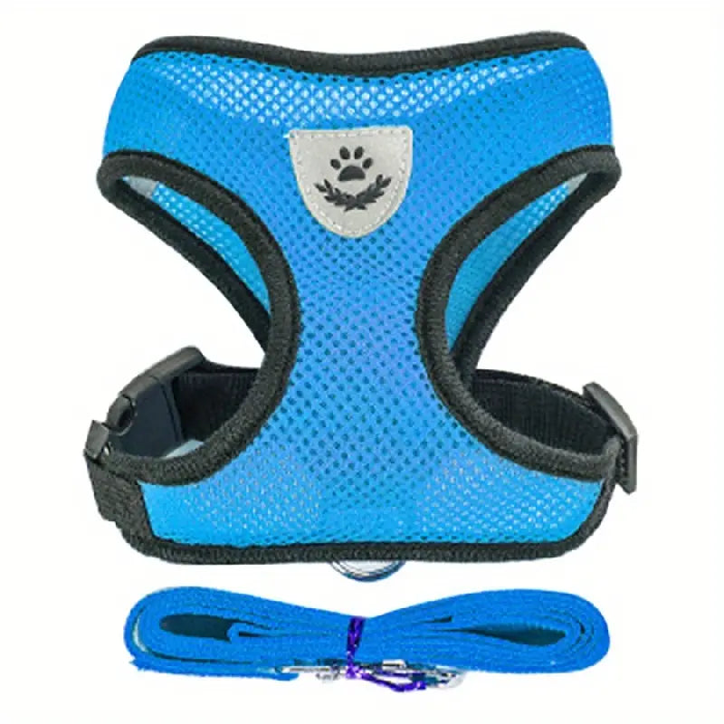 Breathable Mesh Dog Harness with Reflective Leash Set