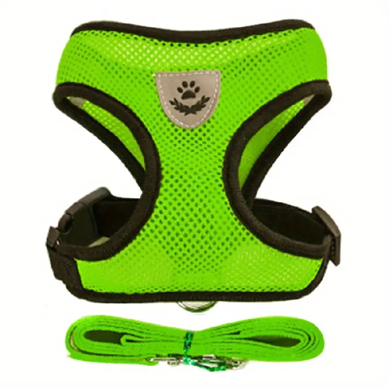 Breathable Mesh Dog Harness with Reflective Leash Set