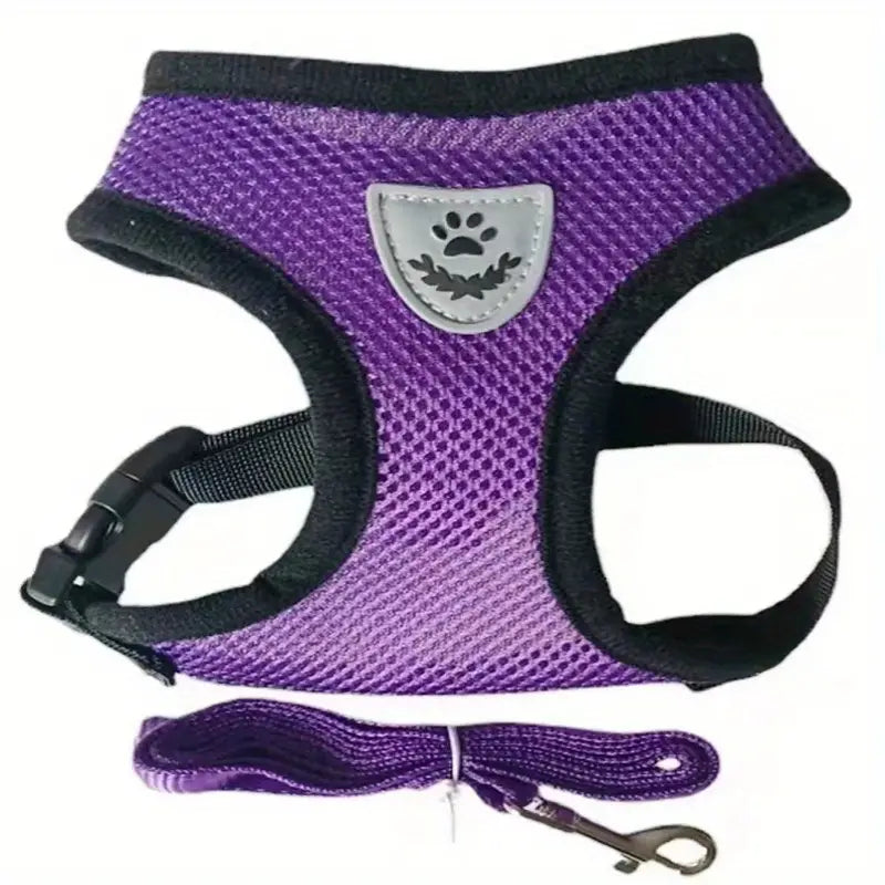 Breathable Mesh Dog Harness with Reflective Leash Set