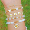 5PCS Heart-Shaped Imitation Pearl & Daisy Bracelet Set