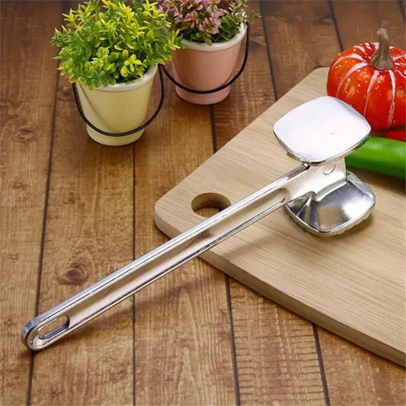 Dual-sided meat tenderizer hammer with ergonomic handl