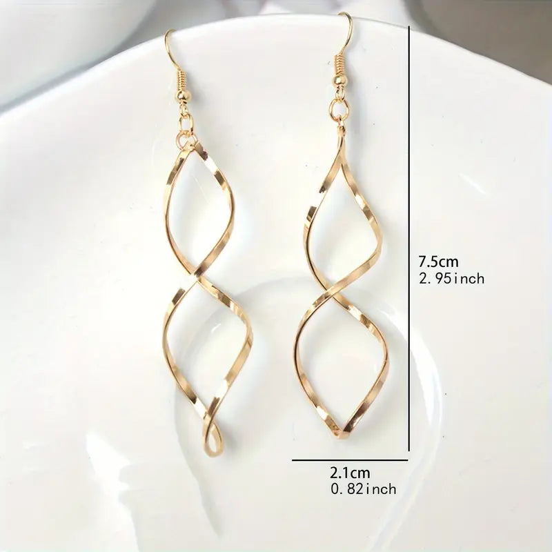 Gold Hollow Spiral Pendant Earrings