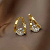 2PCS Elegant 14K Gold Plated Zirconia Stud Earrings