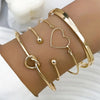 4PCS Stackable Golden Love Cuff Bangles