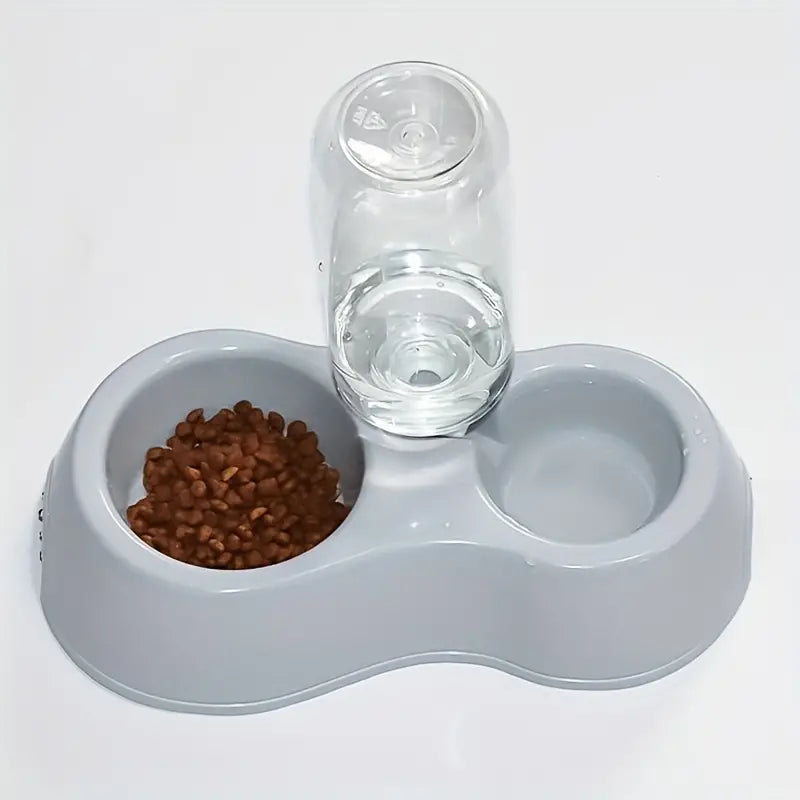 Dog water dispenser with food bowl in durable plastic