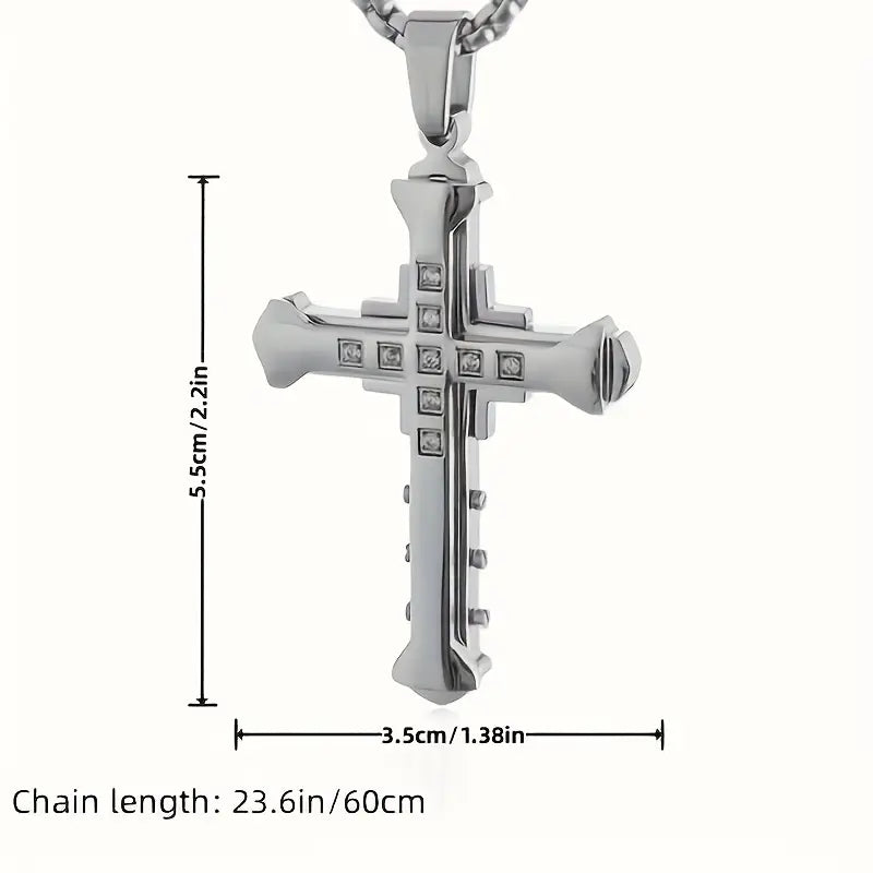 Rhinestone Cross Pendant Necklace