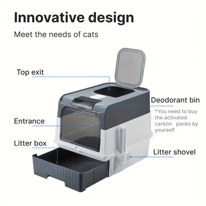 Extra large odor-proof and leak-resistant cat litter box