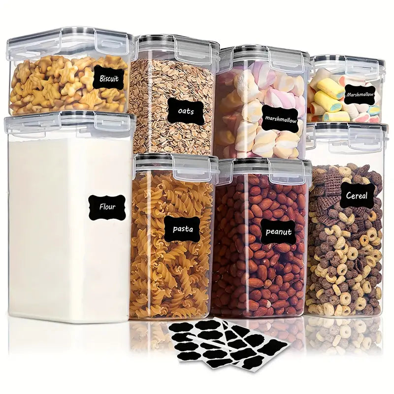 Airtight BPA-free food storage container set with labels