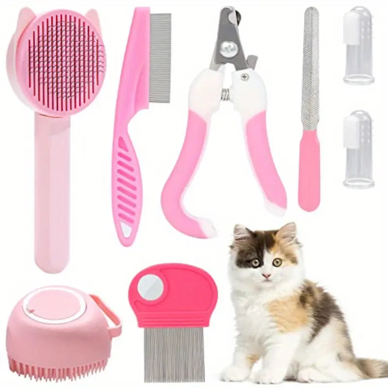 8-Piece 5-in-1 Ultimate Cat Grooming Kit