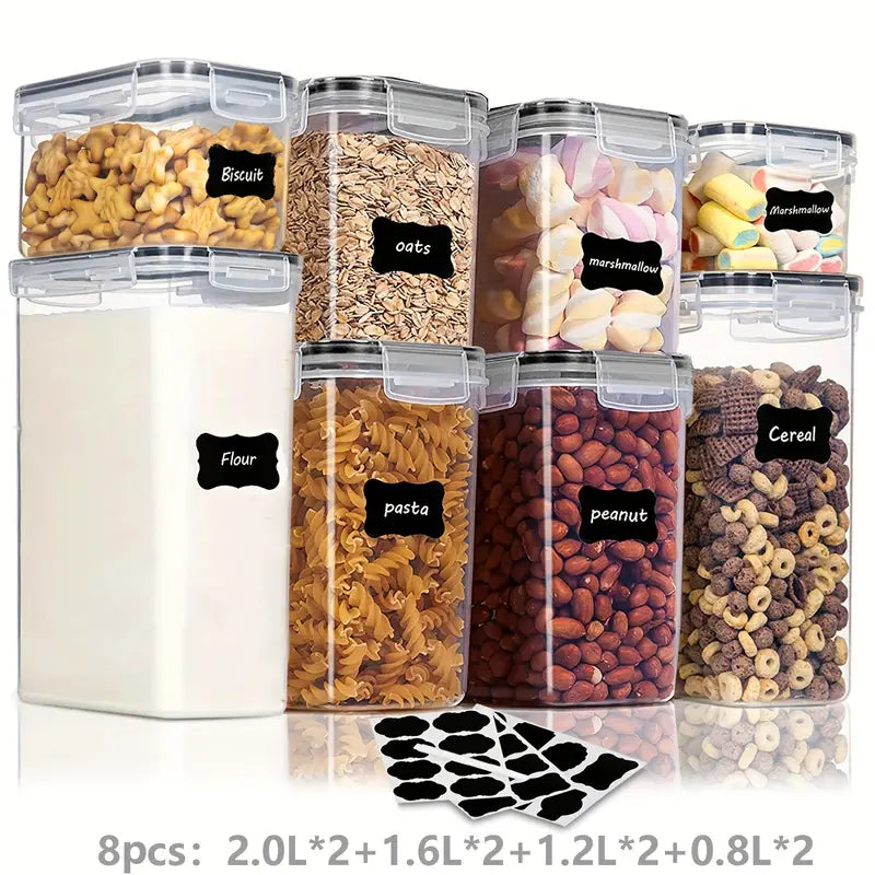 Airtight BPA-free food storage container set with labels