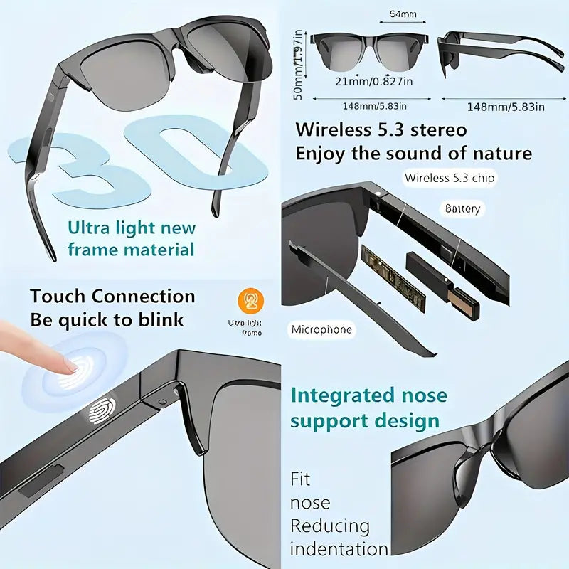 Smart Glasses with Open Ear Headphones