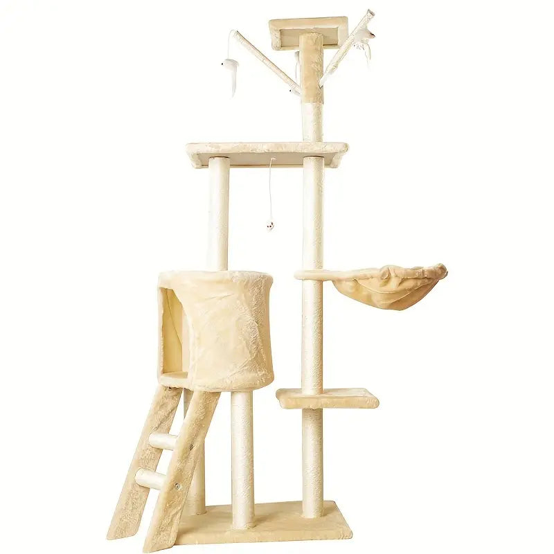 Cat climbing tower with scratching post and play ball