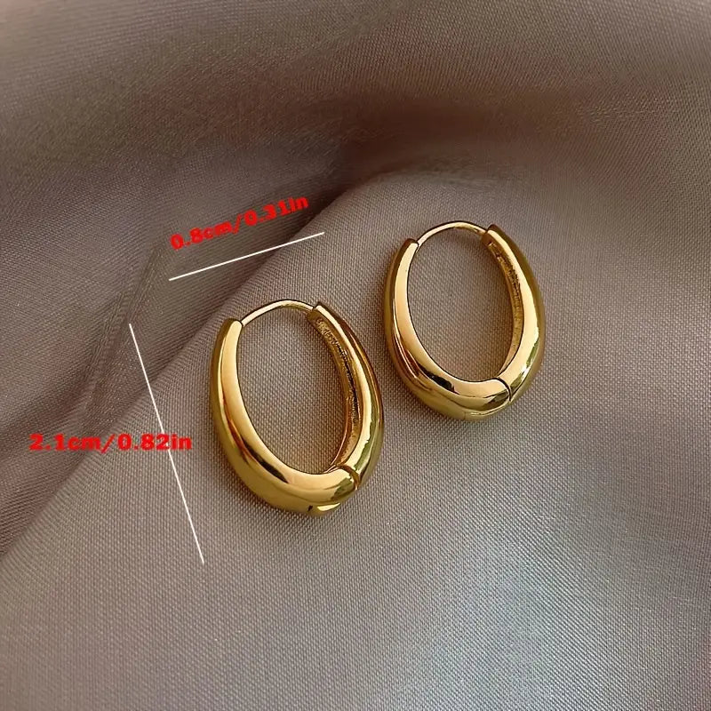 Golden geometric ring earrings with stainless steel hooks