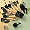 Brodark 34-Piece Wooden Handle Silicone Kitchenware Set