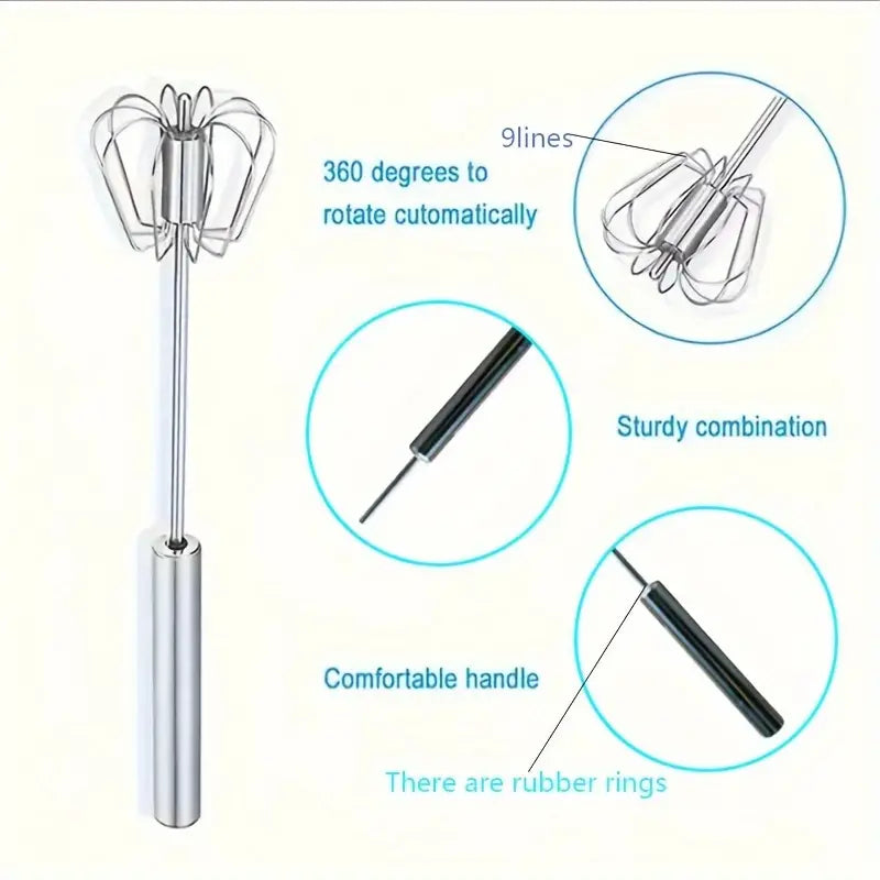 Premium Multifunctional Stainless Steel Whisk & Milk Frother – Egg Beater, Creamy Milk Frother