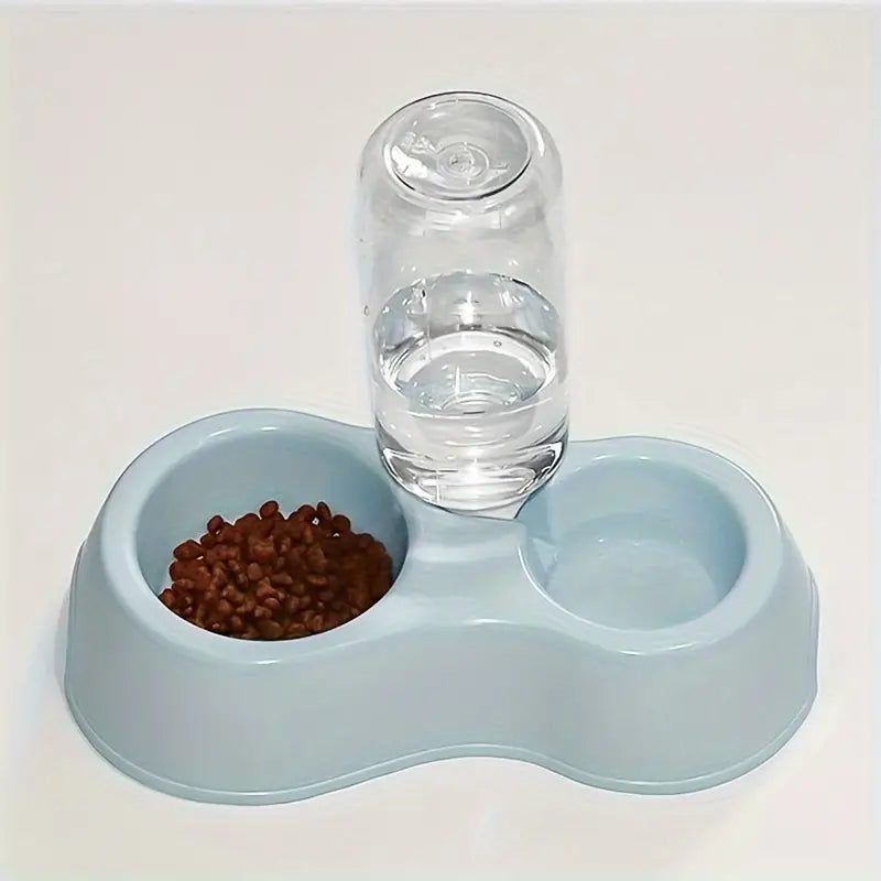 Dog water dispenser with food bowl in durable plastic