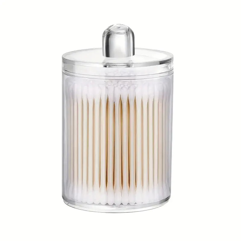 Elegant Glass Swab Holder with Wooden Lid