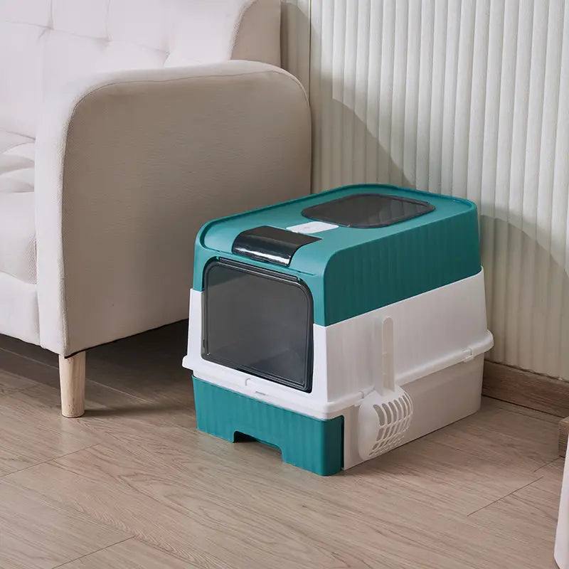 Extra large odor-proof and leak-resistant cat litter box