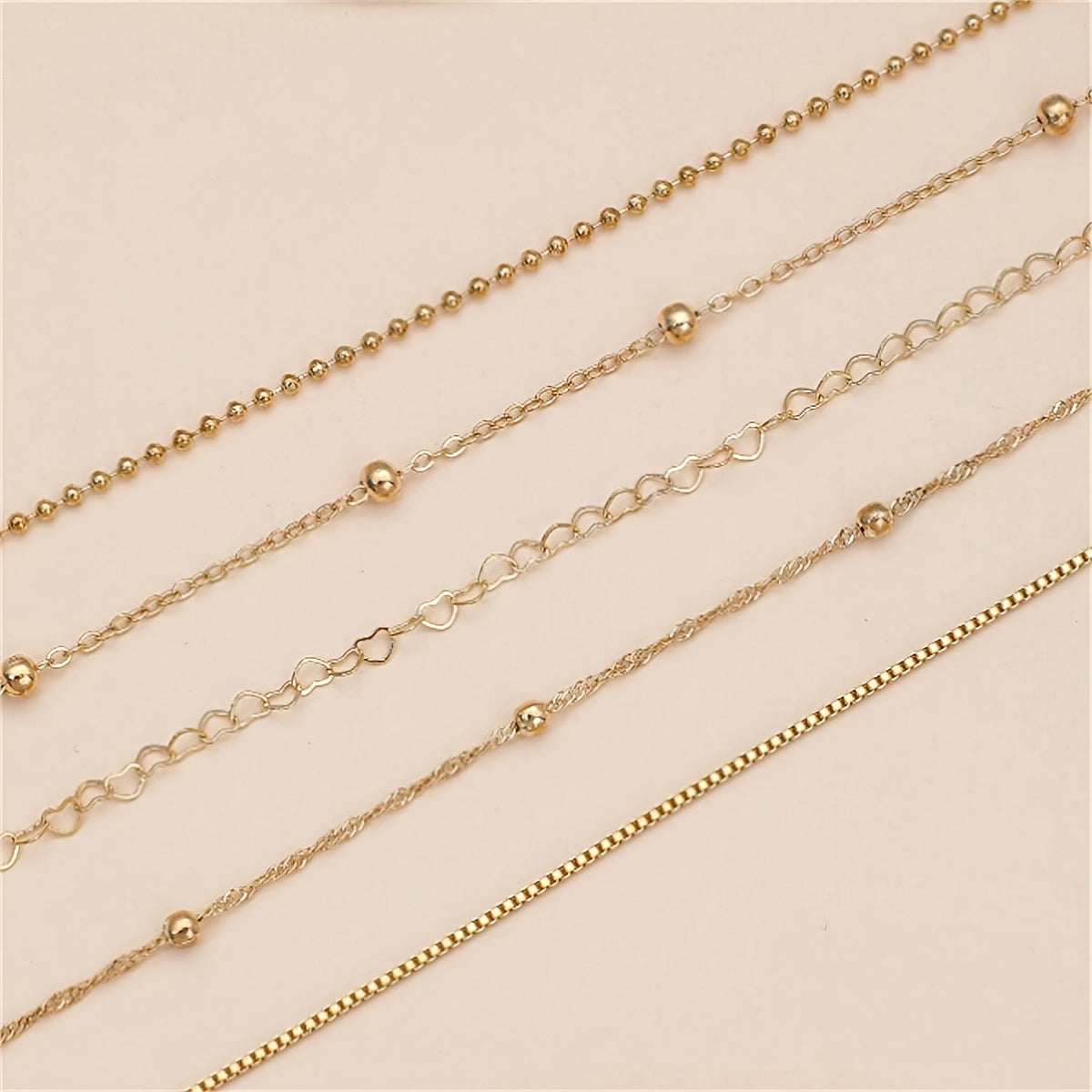 Golden thin chain bracelet set for daily wear