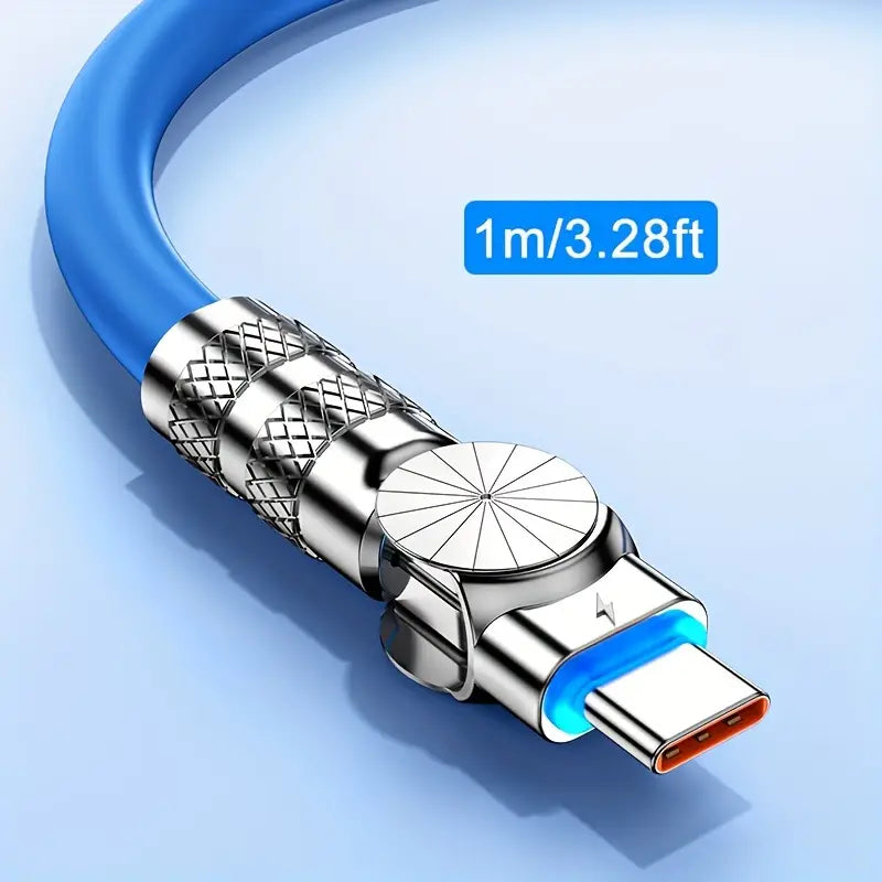 Durable USB Type-C cable with 180° rotation for fast charging