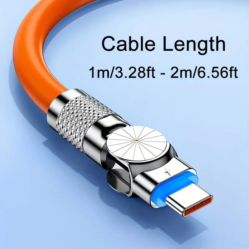 Durable USB Type-C cable with 180° rotation for fast charging