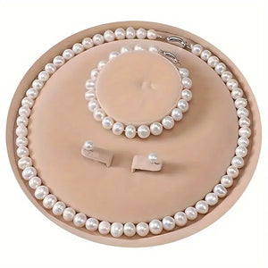 Freshwater cultured pearl necklace set with bracelet and earrings