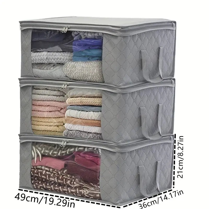 Foldable storage bags for closet and blanket organization