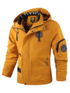 Men's Embroidery Zip-Up Hooded Jacket with Multiple Pockets