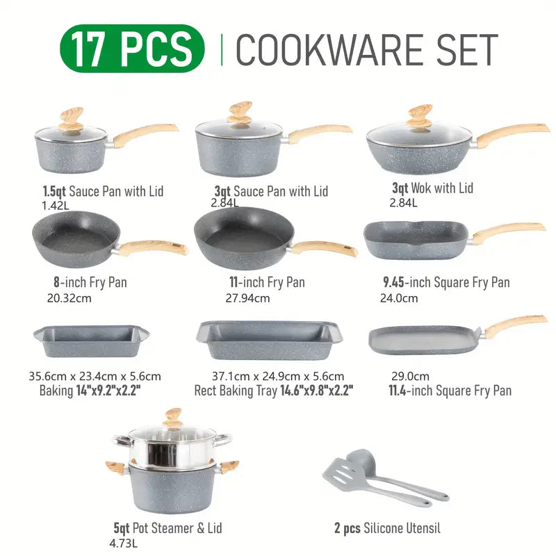 MIXPATIO 17-Piece Induction Cookware Set