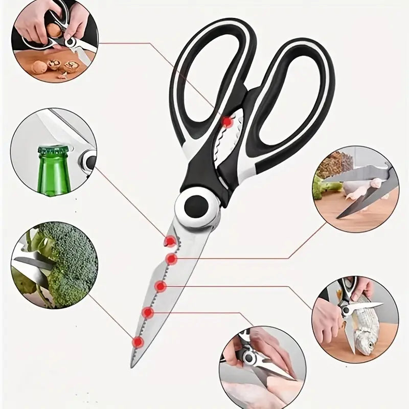 Multifunctional Stainless Steel Kitchen Knife & Food Scissors