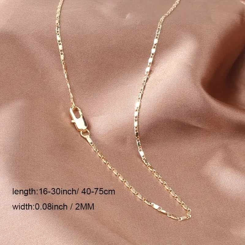 18K Gold Plated 2MM Flat Link Chain