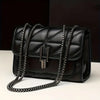 Quilted PU leather shoulder bag with chain strap and turn-lock closure