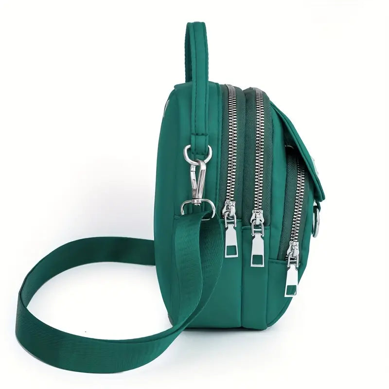 Solid Color Zipper Crossbody Bag