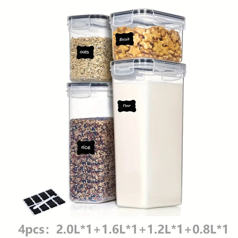 Airtight BPA-free food storage container set with labels