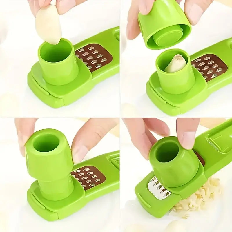 Compact mini garlic press and vegetable cutter in ABS material