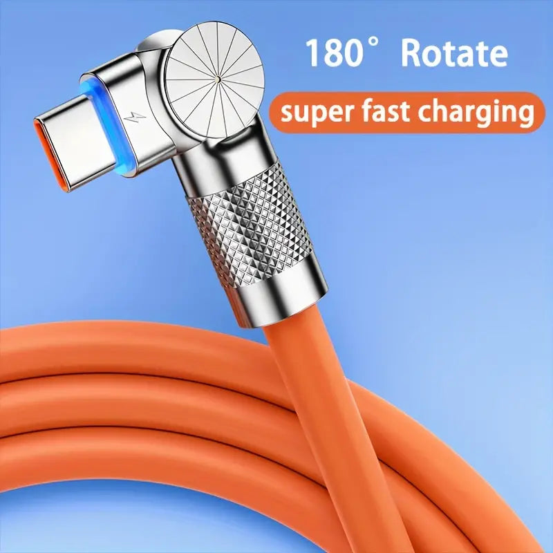 Durable USB Type-C cable with 180° rotation for fast charging