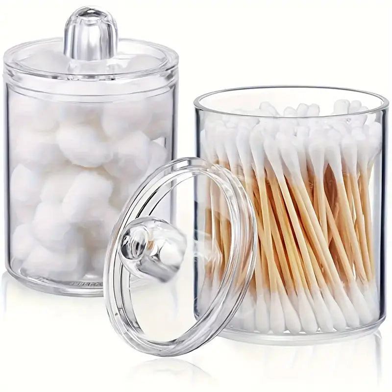 Elegant Glass Swab Holder with Wooden Lid