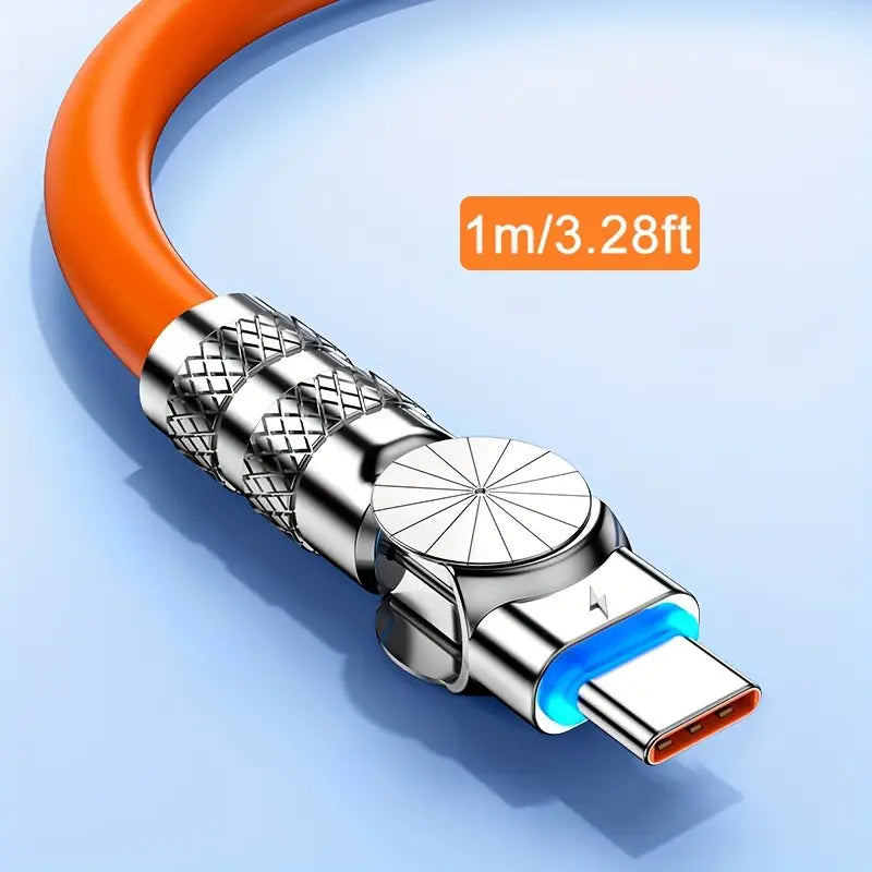 Durable USB Type-C cable with 180° rotation for fast charging