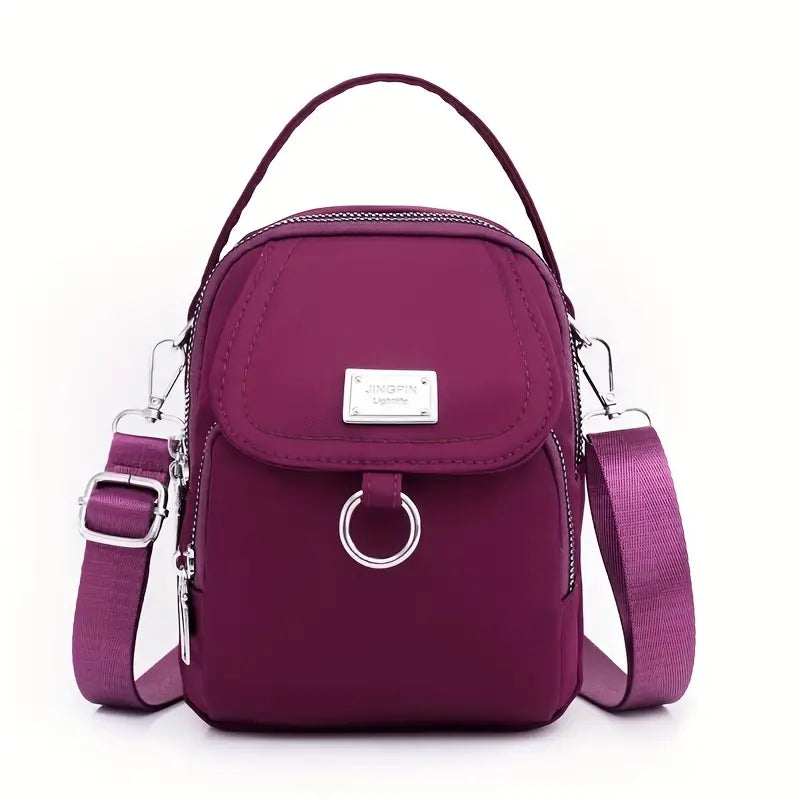 Solid Color Zipper Crossbody Bag