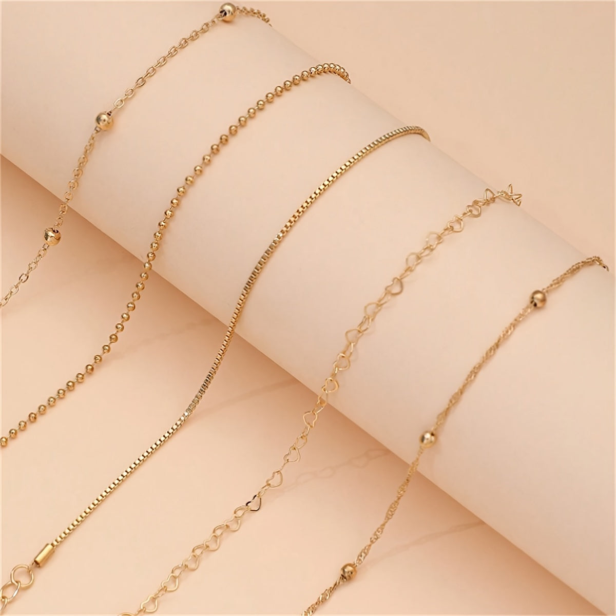 Golden thin chain bracelet set for daily wear