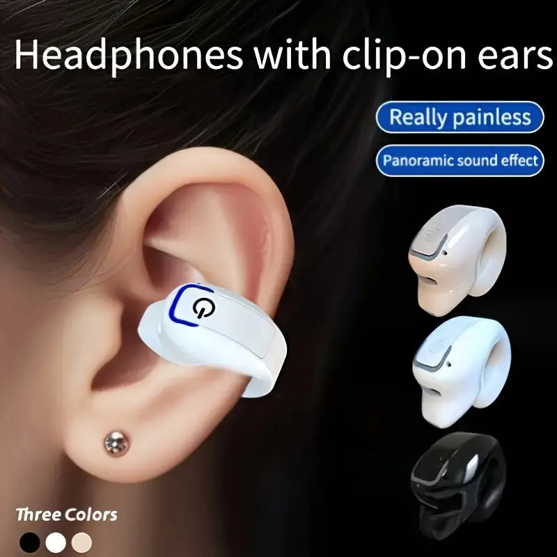 Clip-on mini wireless earphones with noise-canceling