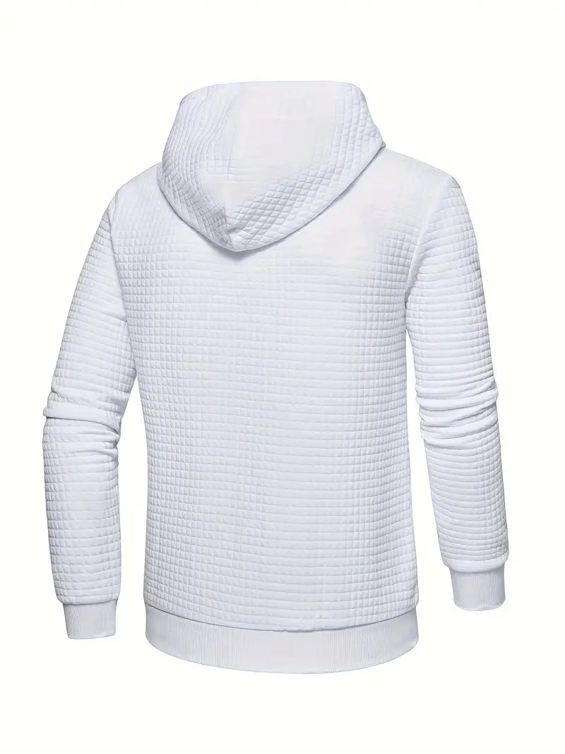 Waffle Pattern Solid Hoodie for Men