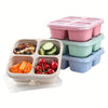 Bento snack container with 4 compartments and transparent lids